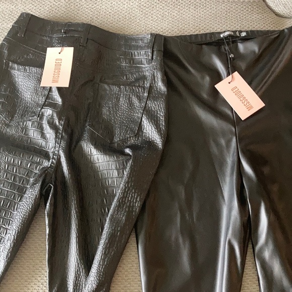 2 pairs MISSGUIDED black Faux Leather Leggings - Picture 12 of 15